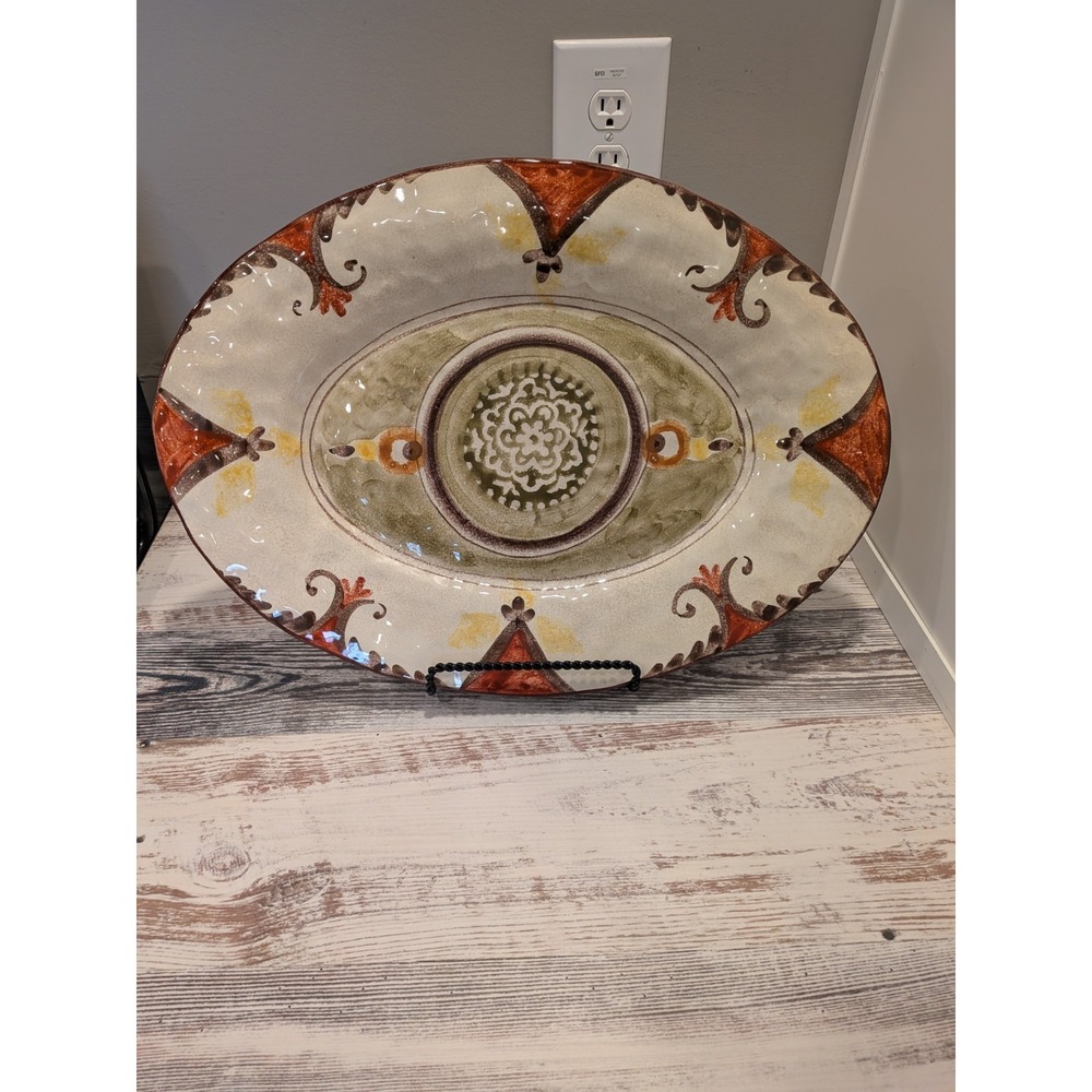 Large Platter Made In Italy Rale Opera Nova  Oval Hand Painted 18" x 12.75"